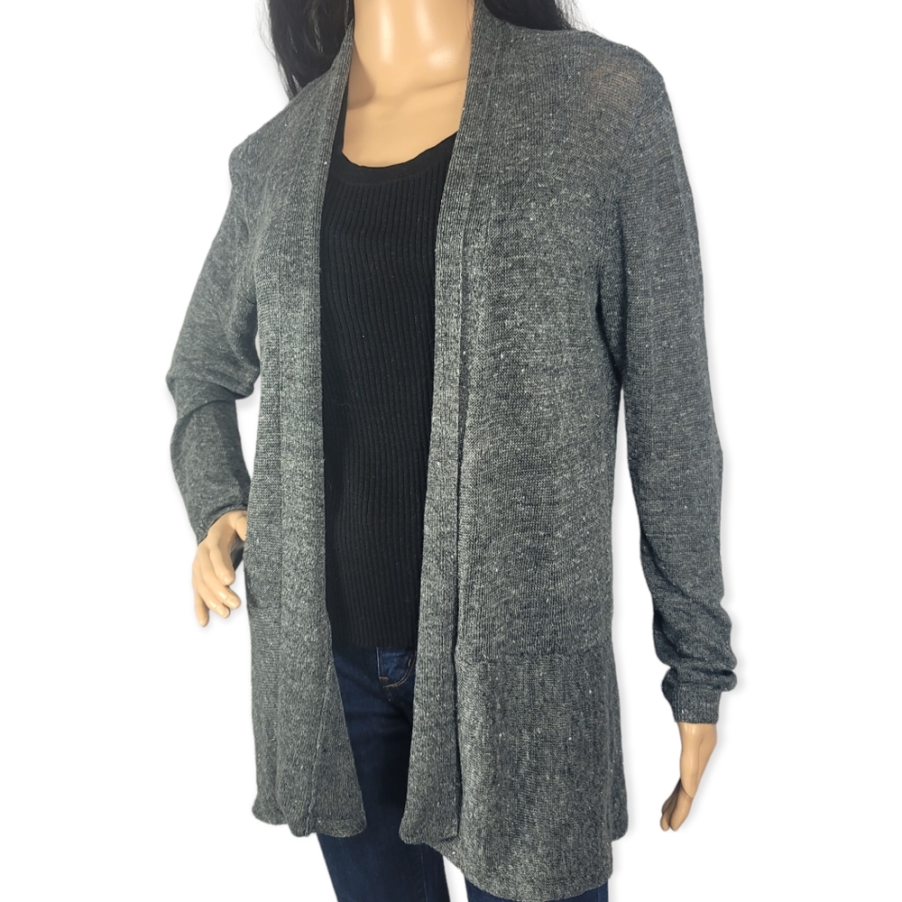 EILEEN FISHER Grey Linen Cardigan  sz M